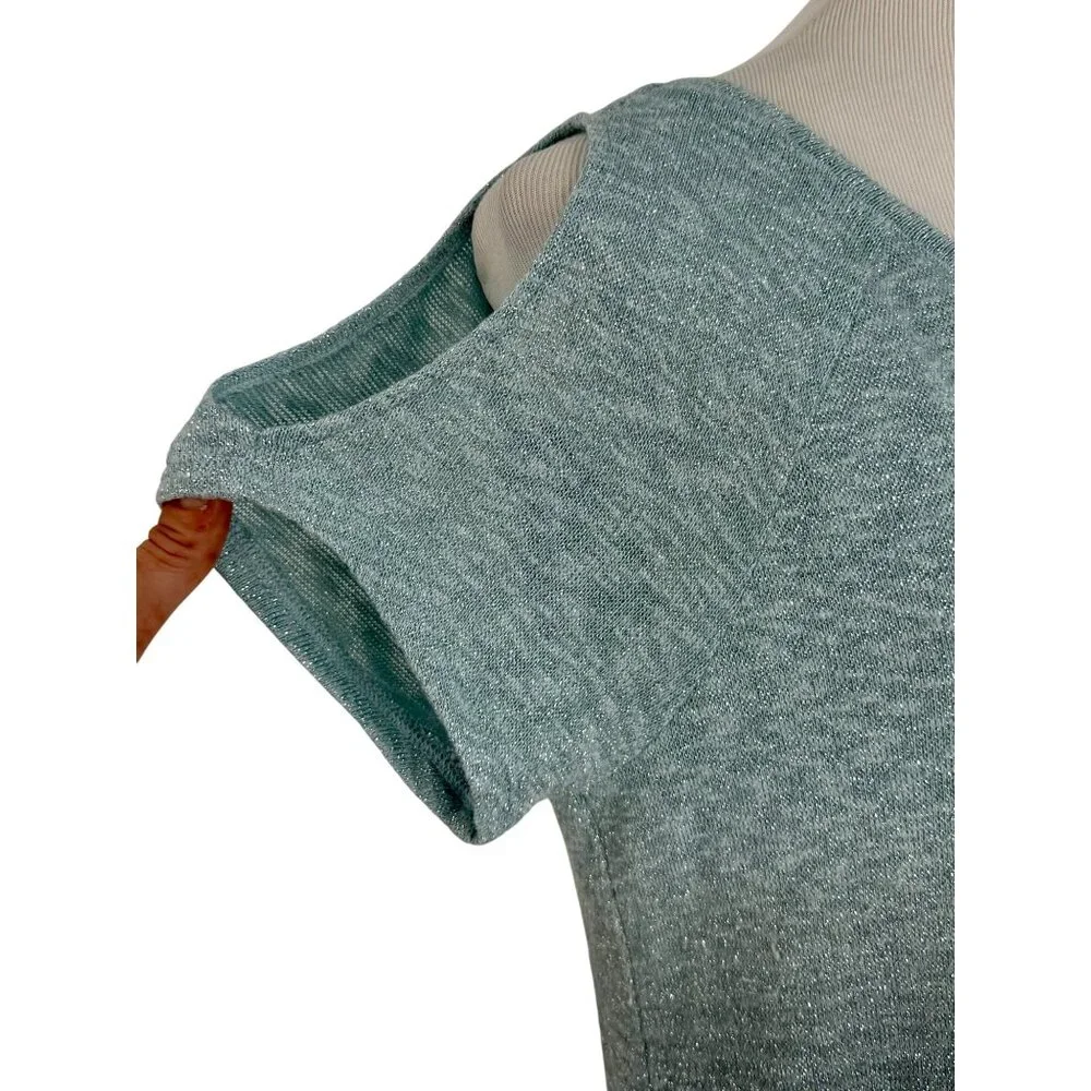 Juicy Couture Blue & Silver Metallic Ombre Cold Shoulder Knit Top Glam Croquette - Picture 9 of 13